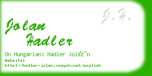 jolan hadler business card